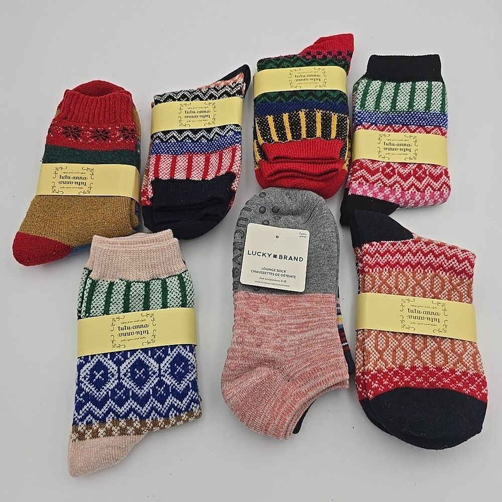 NEW Tutu Anna And Lucky Brand Women's Colorful Knit Socks designed NWT One Size